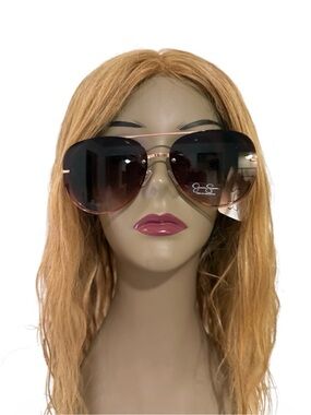 Jessica Simpson Rose Gold Aviator Sunglasses with Brown Gradient Lenses